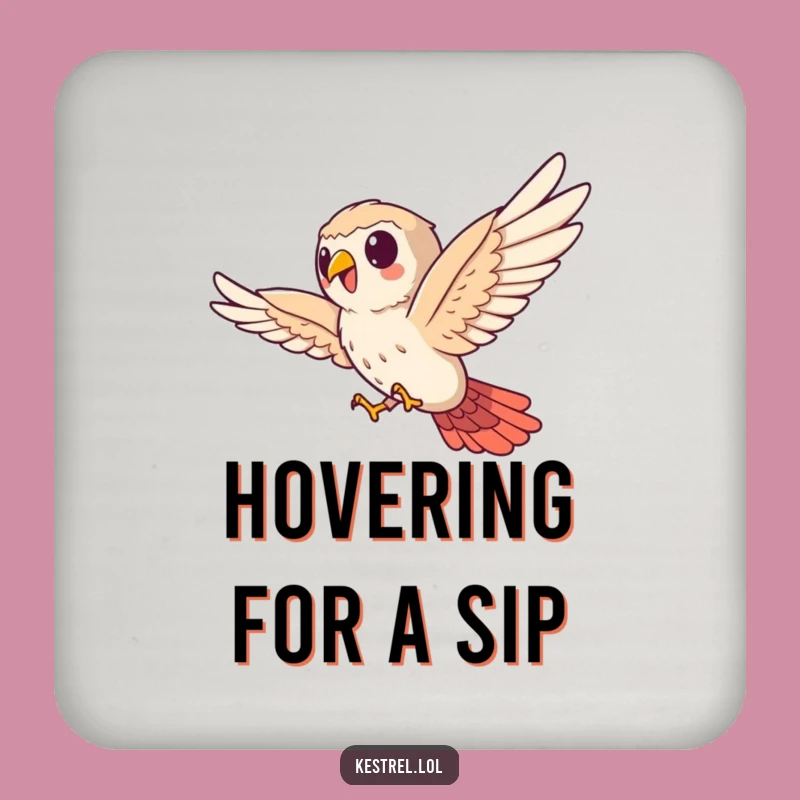 Funny Kestrel Soaring Sideways Drink Coaster - Protect Surfaces Humorously