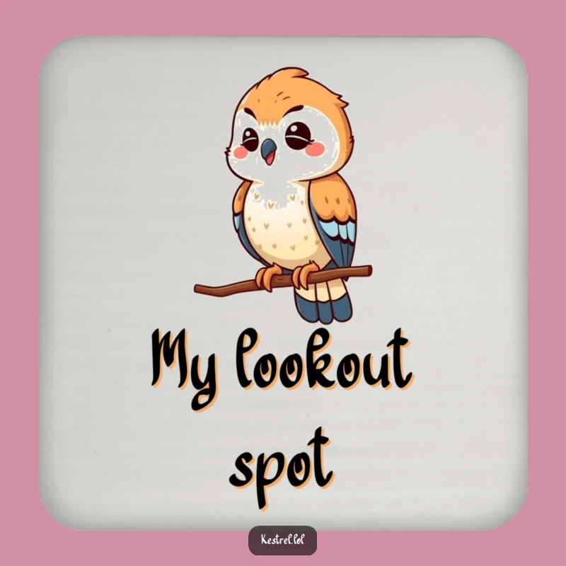 Funny Winking Kestrel Drink Coaster: Playful Scout Protection