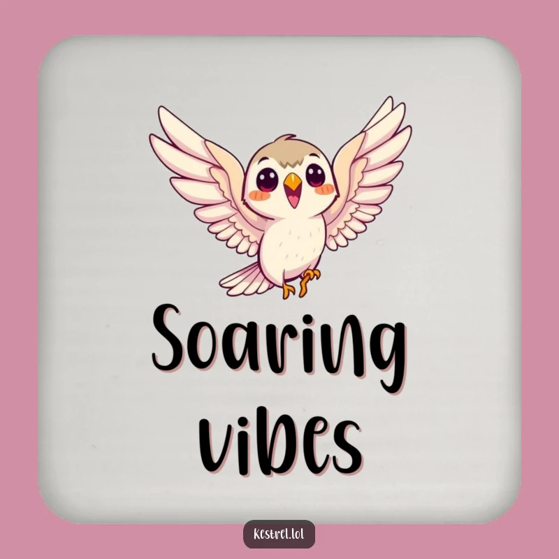 Funny Smiling Kestrel Drink Coaster: Eager Soaring Protection