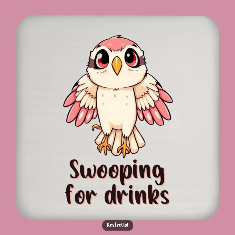 Funny Kestrel Drink Coaster: Swooping Bird Protector, Humorous Table Decor
