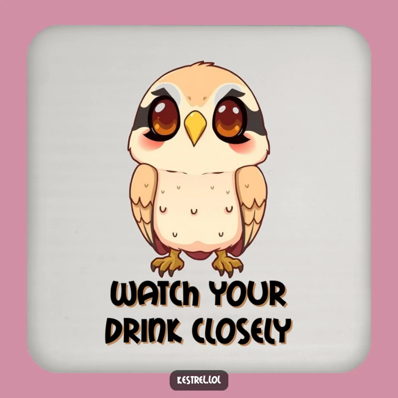 Funny Kestrel Watching Coaster Set - Protect Surfaces with Keen Humor