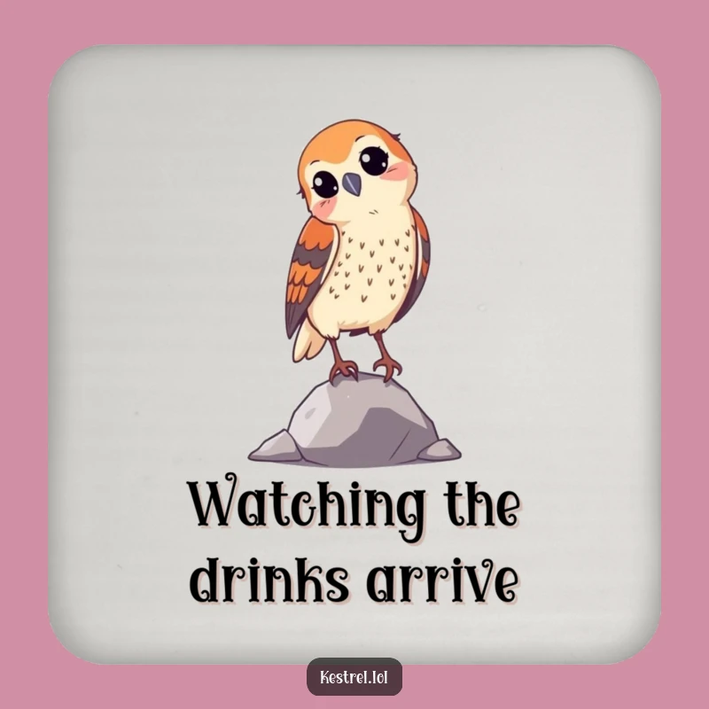 Funny Curious Kestrel Drink Coaster: Protect Surfaces Bird Gift