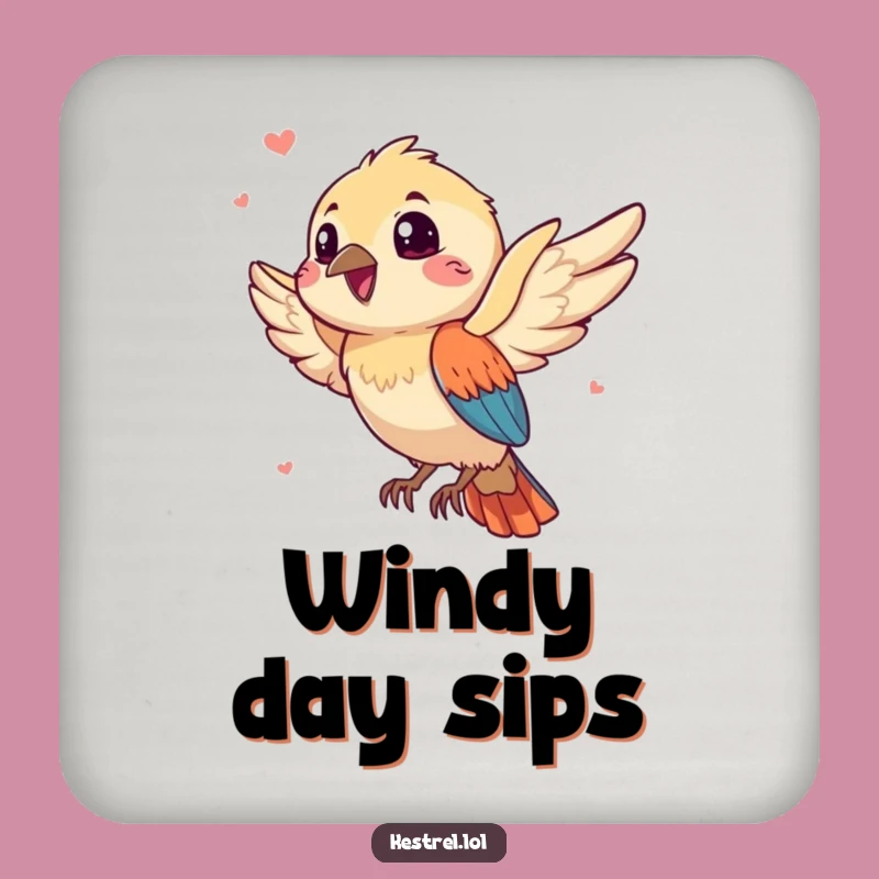 Funny Gleeful Kestrel Coaster - Protect Surfaces with Playful Breeze Charm!