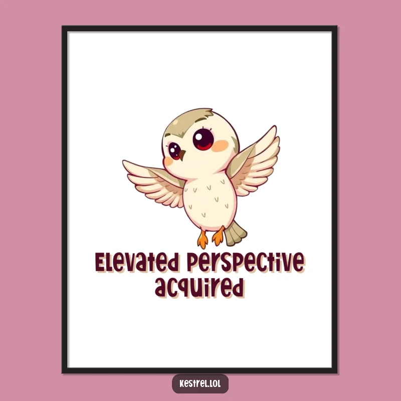 Funny Curious Kestrel Poster: Intently Hovering Bird Art, Hilarious Gift