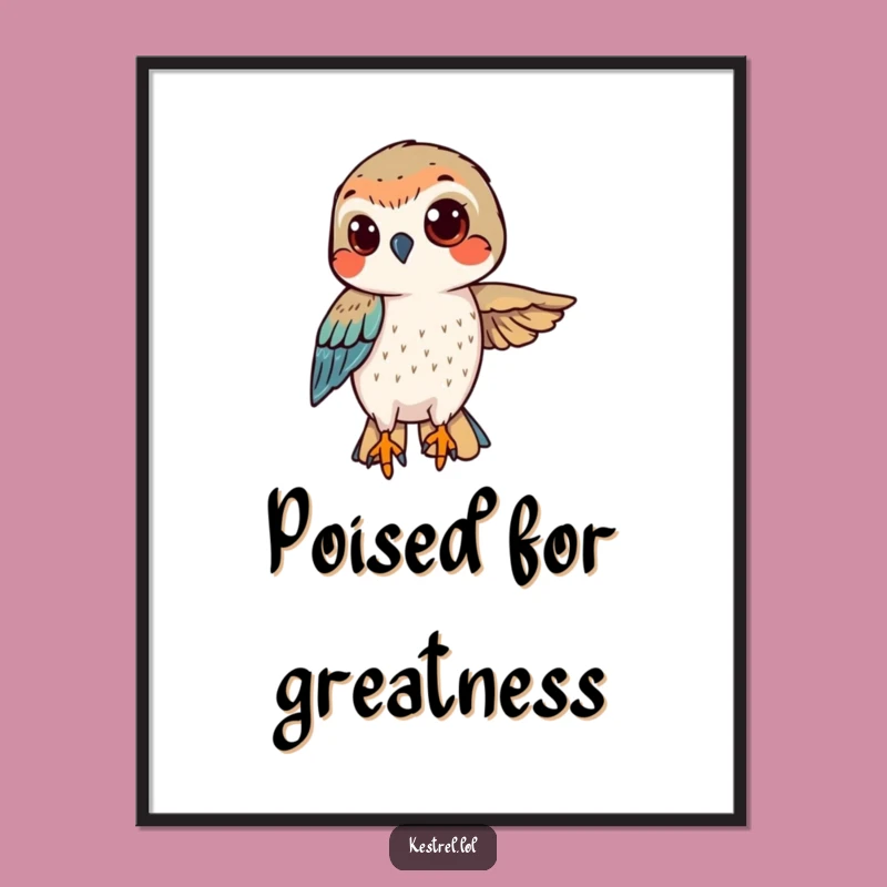 Funny Determined Kestrel Poster - Artful Hovering Piece
