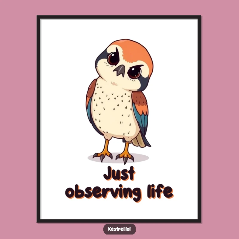 Funny Kestrel Observation Poster - Intriguing Wall Art