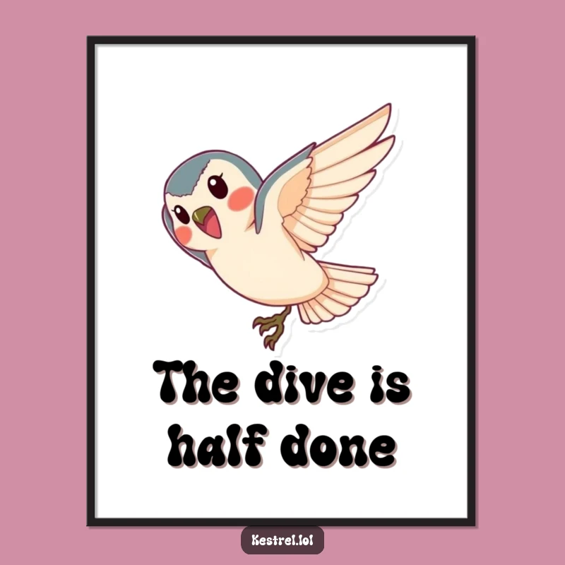 Funny Kestrel Poster: Graceful Dive Art, Dynamic Gift for Walls