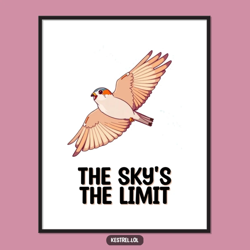 Funny Kestrel Poster: Soaring Flight Art, Inspiring Gift for Walls