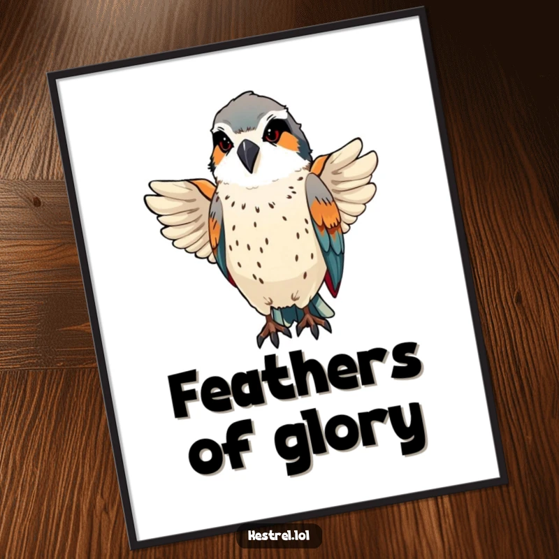Funny kestrel preens sleek feathers with a proud, focused expression, as elegant wall art.