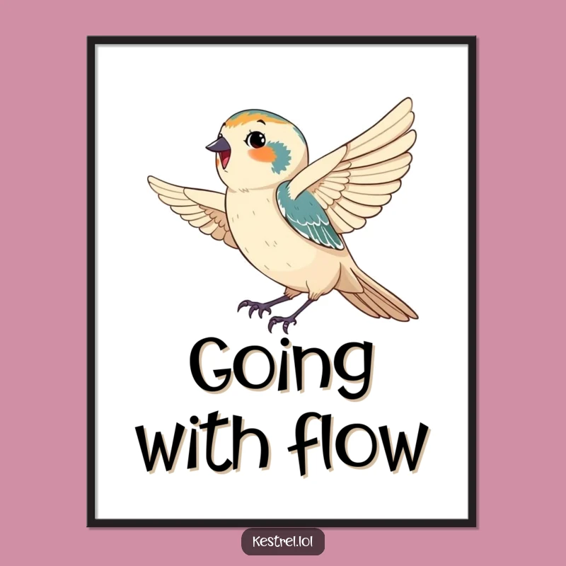 Funny Kestrel Poster: Decorate with a Happy Falcon Enjoying the Breeze, Art Gift