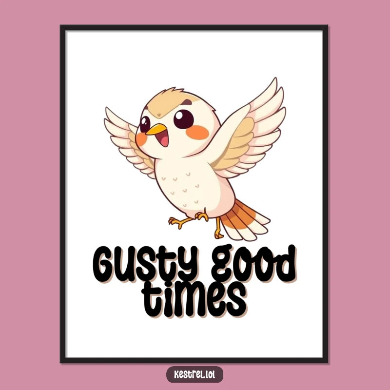 Funny Giggling Kestrel Poster: Enthusiastic Avian Art Print