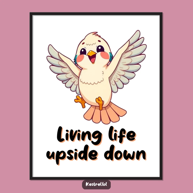 Joyful Kestrel Poster: Funny Aerial Art for Bird Lovers