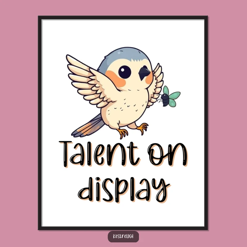 Kestrel Mid-Air Catch Poster: Funny Bird Art for Nature Lovers