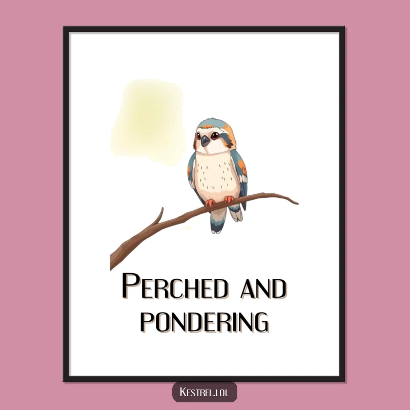 Funny Curious Kestrel Poster - Artful Observation Piece