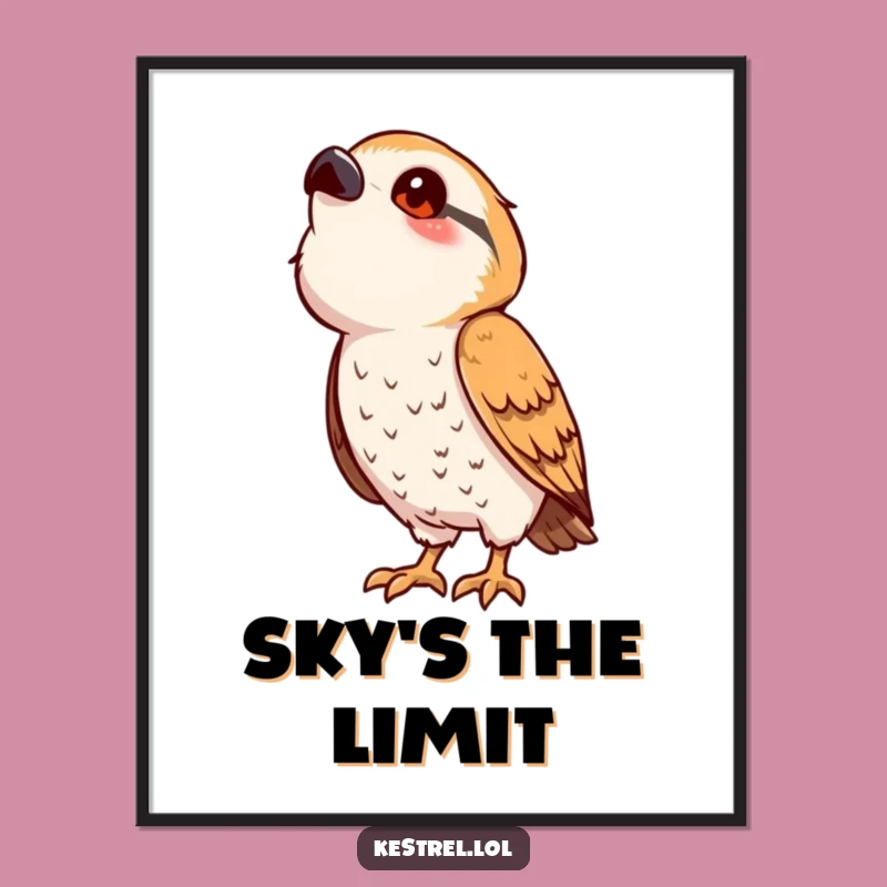 Funny Kestrel Poster: Cute Curious Bird Art, Whimsical Wall Decor Gift