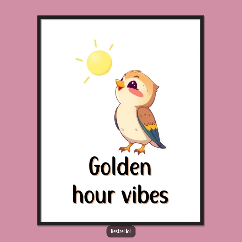 Sunny Kestrel Poster: Funny Optimistic Art for Bird Lovers