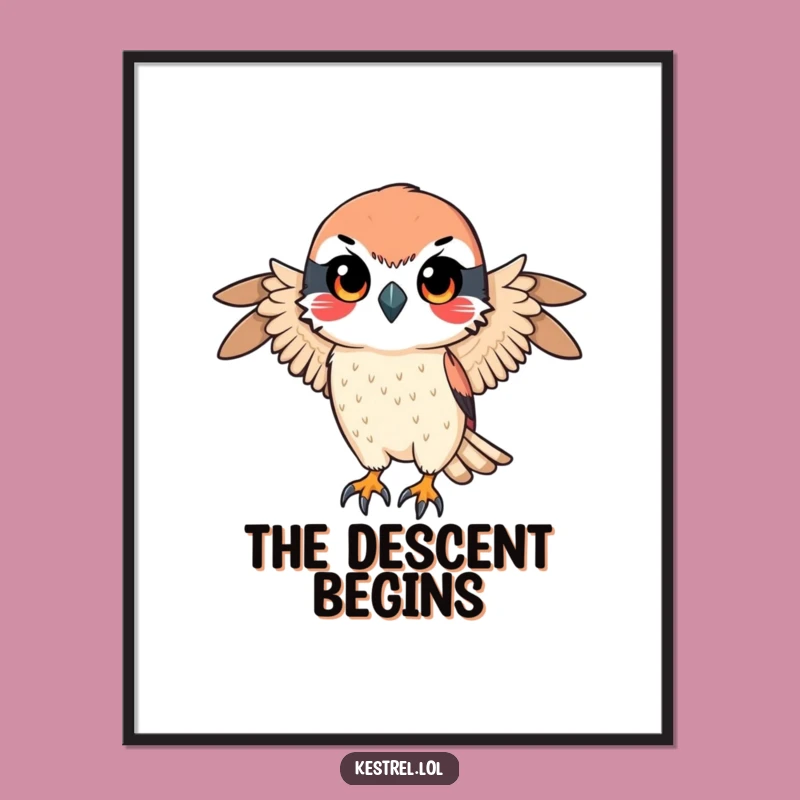 Funny Determined Kestrel Poster: Focused Bird Art, Perfect Funny Gift for Motivation
