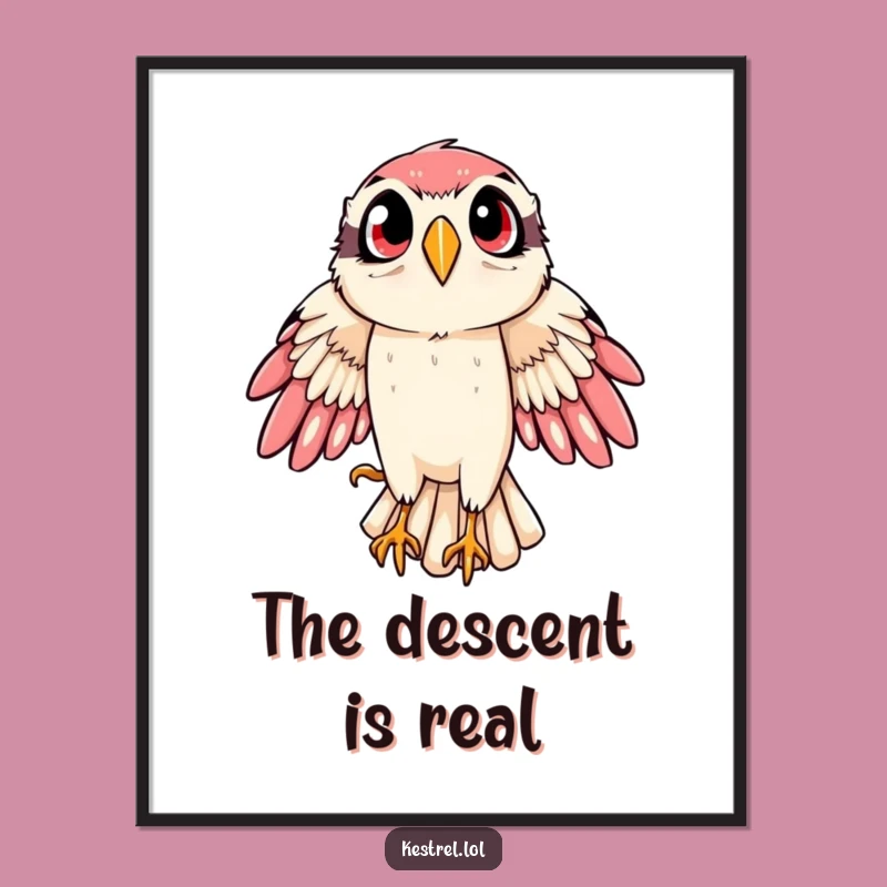 Funny Kestrel Poster: Dramatic Swoop Art, Humorous Action Decor Gift