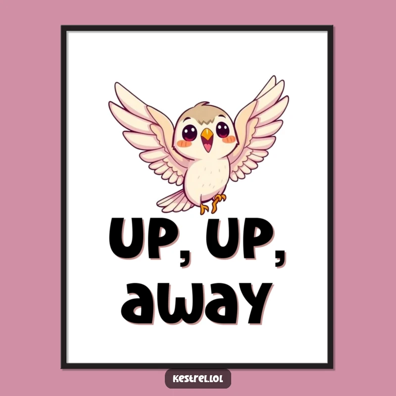 Funny Smiling Kestrel Poster: Eager Soaring Avian Art