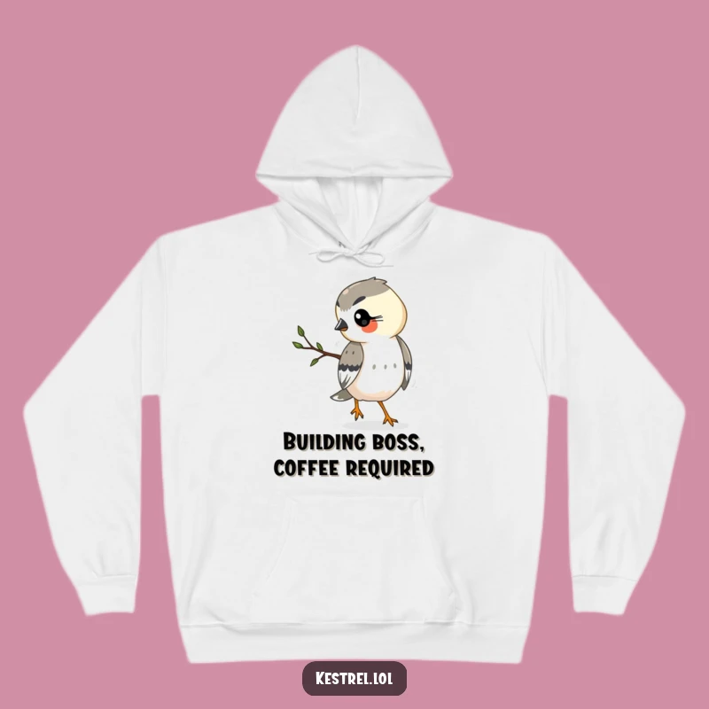 Funny Kestrel Hoodie: Cozy & Busy Bird Carrying Twig - Great Gift