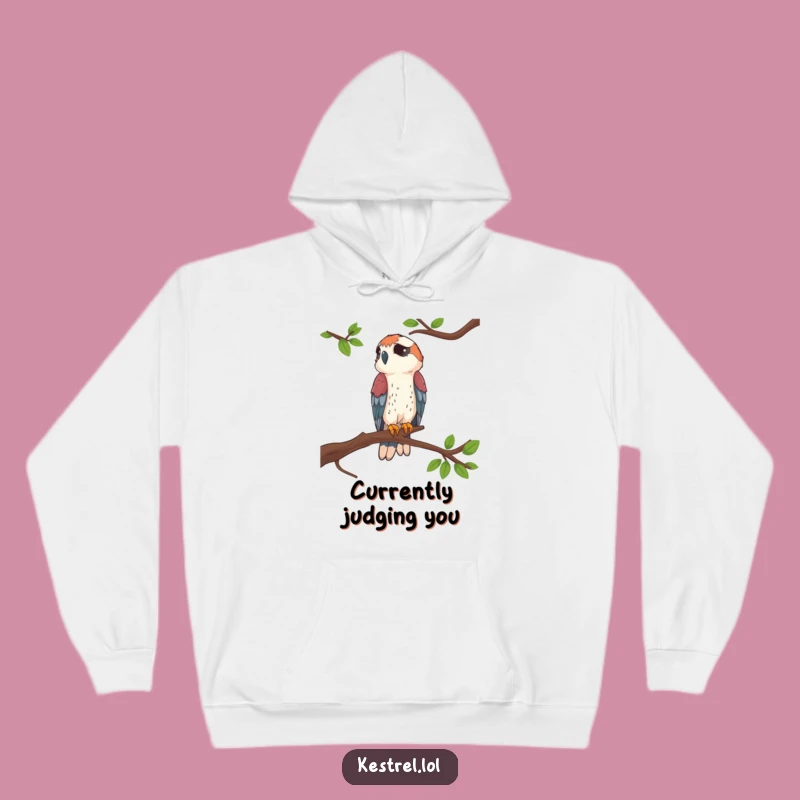 Funny Kestrel Perched Hoodie: Warm and Whimsical Bird Gift