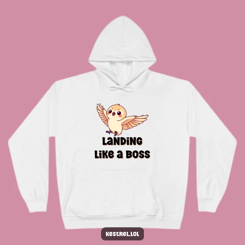 Funny Kestrel Hoodie: Graceful Landing - Cozy & Chic Gift
