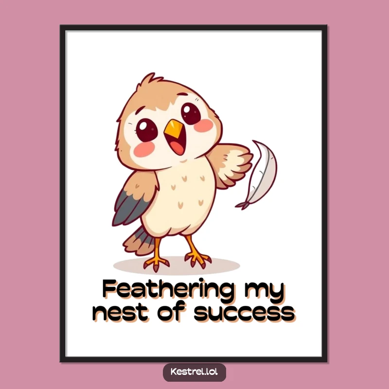 Free Printable Wall Art: Kestrel Catching Feather Funny Downloadable Art Gift