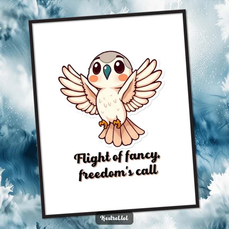 Funny Free Printable Wall Art: A kestrel captured in mid-flight, wings spread wide, looking dynamic.