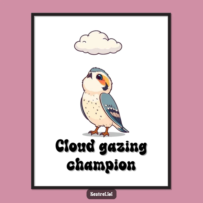 Free Printable Kestrel Cloud Watching Wall Art - Curious Humorous Downloadable Decor