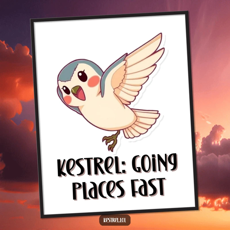 Funny Free Printable Wall Art: A kestrel in a graceful dive, capturing motion and a cheerful spirit.