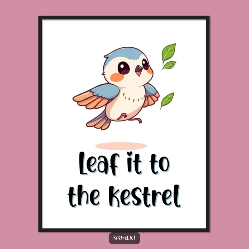 Free Printable Kestrel Wall Art: Funny Leaf Chase Downloadable Decor