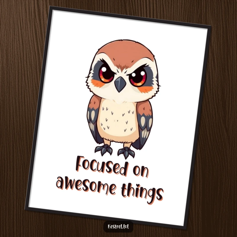 Funny Free Printable Wall Art: A kestrel with incredibly sharp, focused eyes, peering intently, a symbol of keen observation.