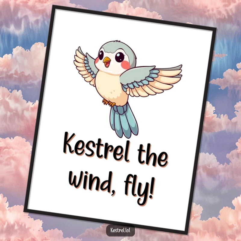 Funny Free Printable wall art: A jovial kestrel with wings tucked descends swiftly, creating dynamic decor.