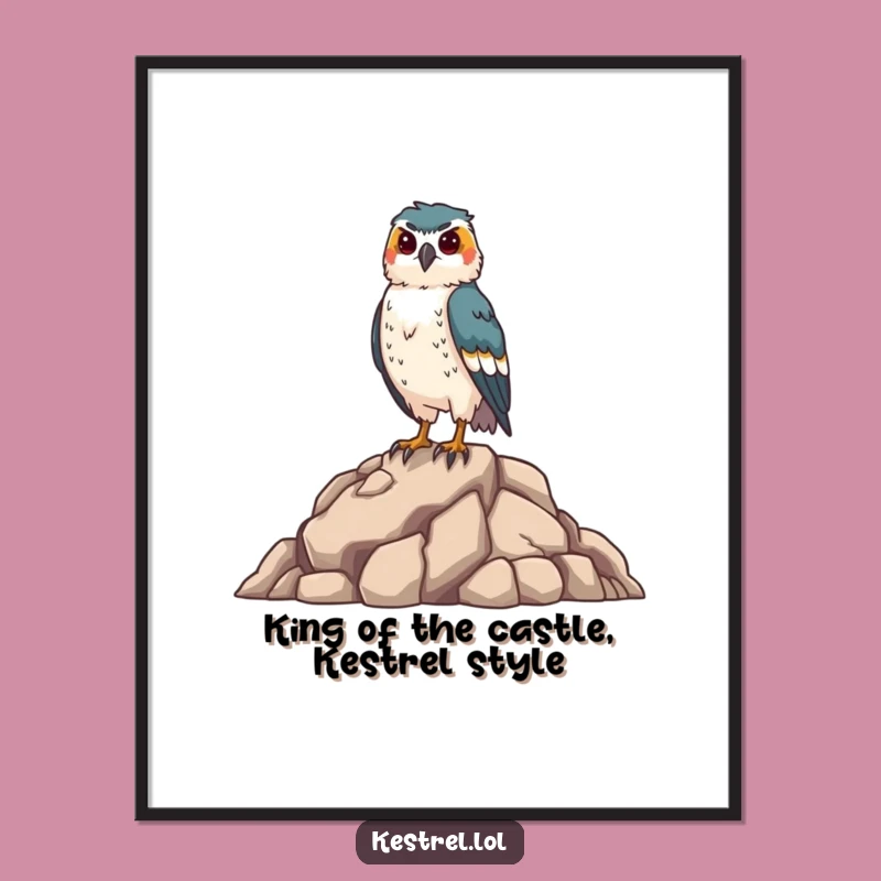Free Printable Kestrel Wall Art: Proud Bird on Rocky Perch