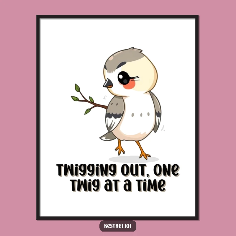 Funny Free Printable Wall Art: Busy Kestrel Delivering Twig, Humorous Downloadable Decor