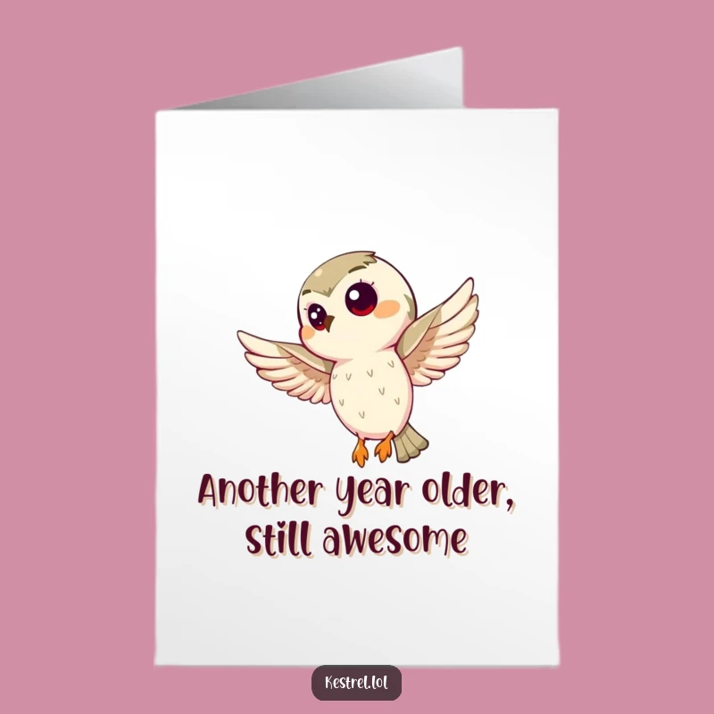 Free Printable Funny Kestrel Birthday Card: Curious Bird Hovering, Perfect DIY Downloadable Gift