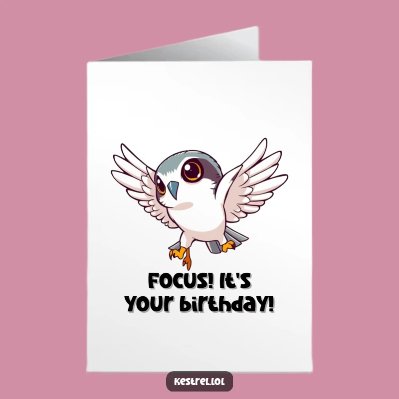 Free Printable Kestrel Birthday Card: Funny Focused Flyer Downloadable Greeting