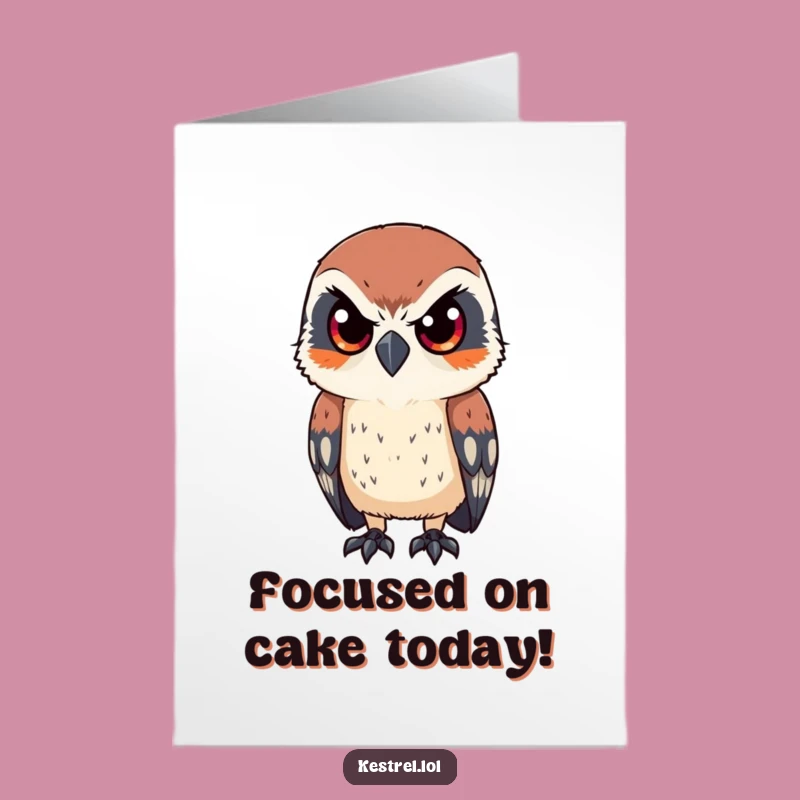 Free Printable Birthday Card: Focused Kestrel - Funny Nature Downloadable Gift!