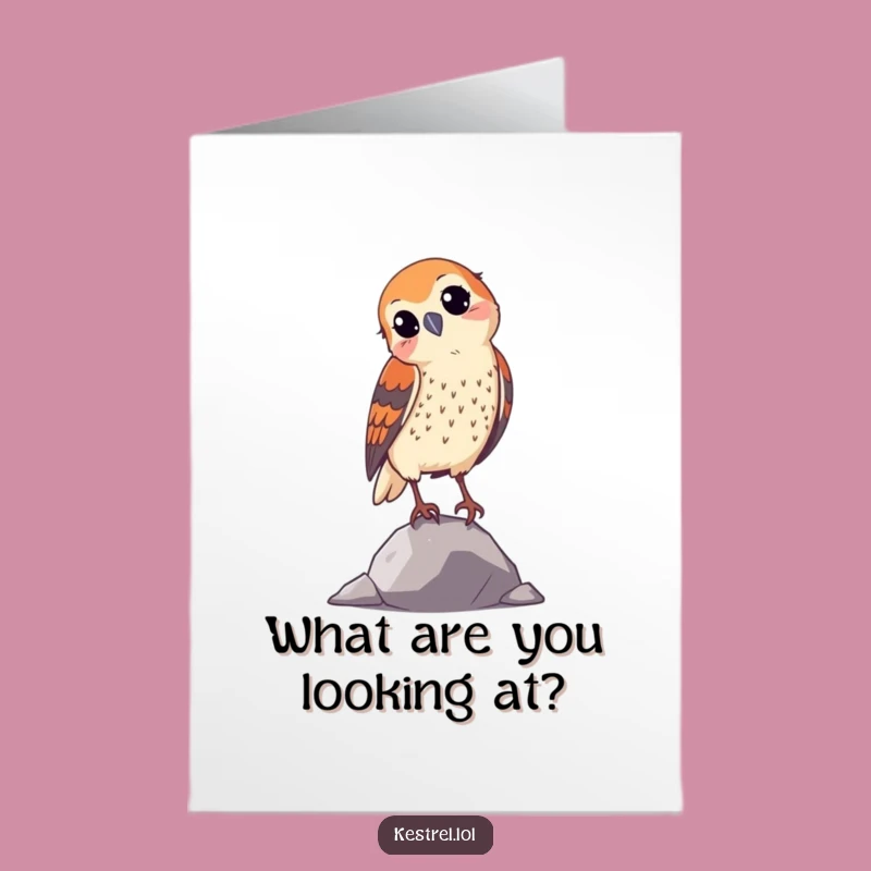 Free Printable Birthday Card: Curious Kestrel, Funny Downloadable Gift for Bird Lovers