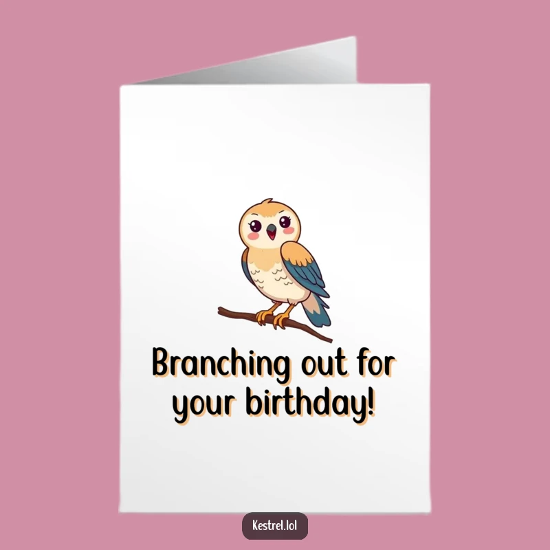 Free Printable Birthday Card: Funny Kestrel Balancing Act, Hilarious Downloadable Gift
