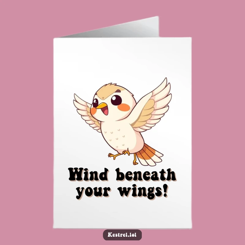 Free Printable Giggling Kestrel Birthday Card - Funny Downloadable Hovering Bird Gift