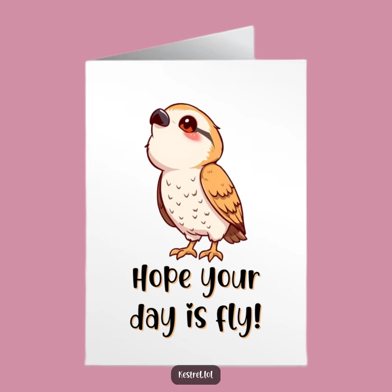 Free Printable Kestrel Birthday Card: Curious Gaze, Funny Downloadable Gift for Joyful Celebrations