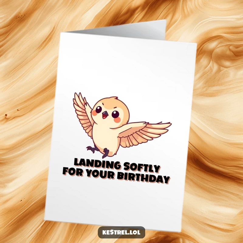 Funny Free Printable Birthday Card: A small kestrel touches down with perfect balance and grace.