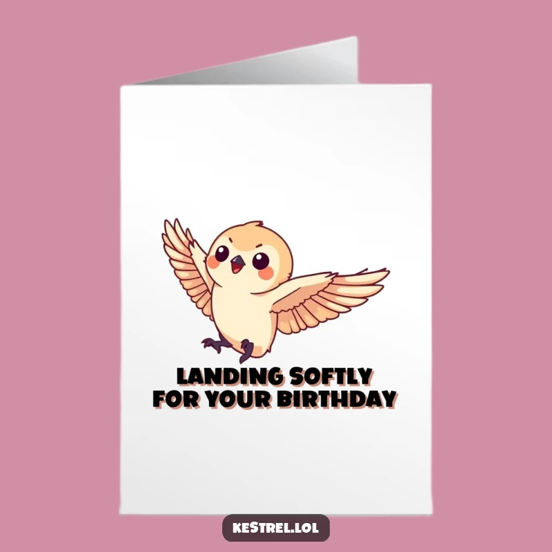 Free Printable Birthday Card: Graceful Kestrel Landing, Elegant Funny Downloadable