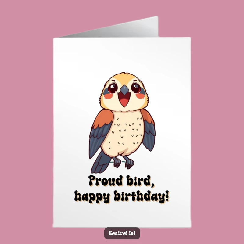Free Printable Birthday Card: Proud Kestrel Perch Funny Downloadable Kestrel Gift