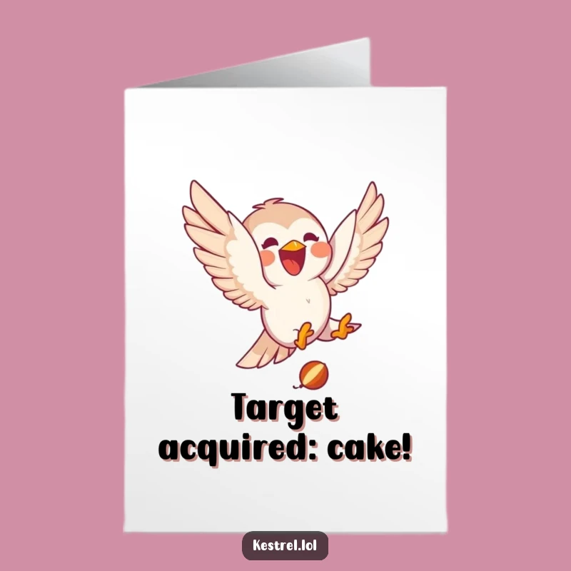 Free Printable Birthday Card: Kestrel Diving Funny Downloadable Gift