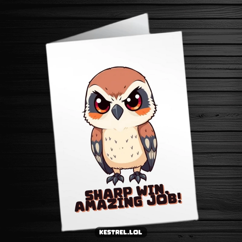 Funny Free Printable Congratulations Card: A kestrel's sharp, focused gaze, symbolizing keen observation and achievement.