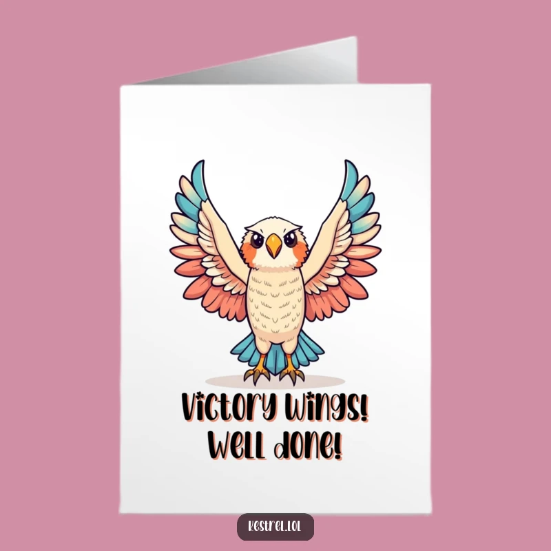 Free Printable Congrats Card: Triumphant Kestrel for Your Amazing Victory