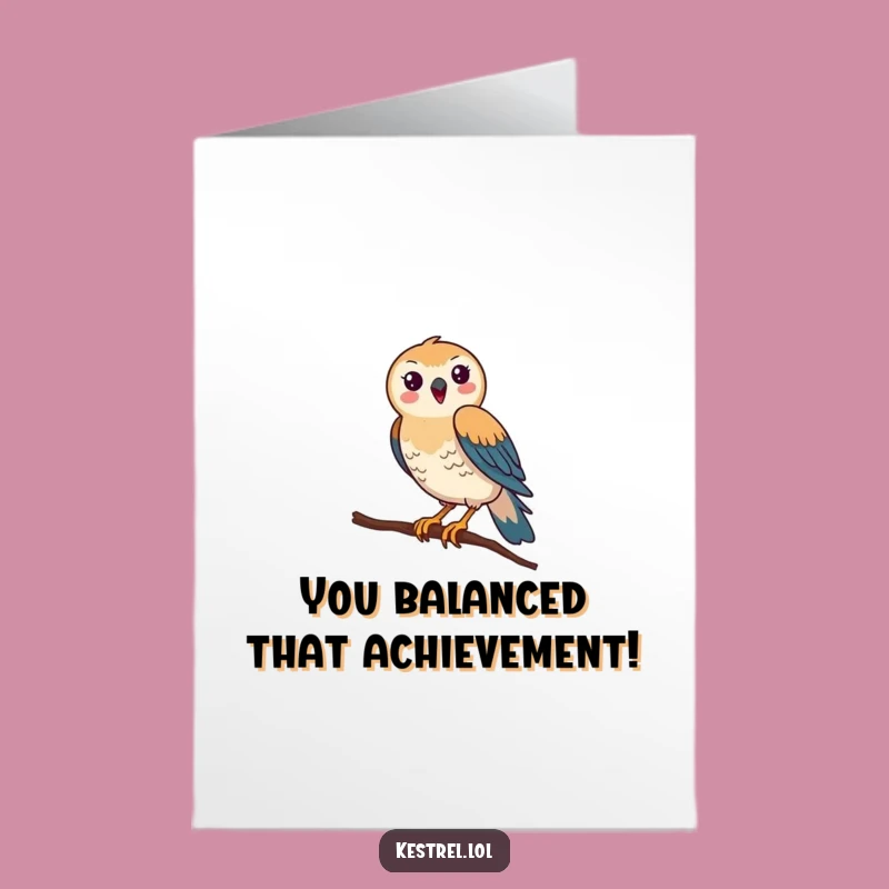 Free Printable Congratulations Card: Kestrel's Balancing Win, Funny Downloadable Gift