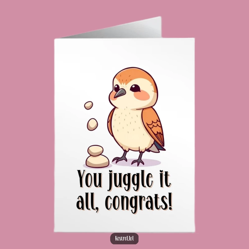 Free Printable Juggling Kestrel Congrats Card: Humorous Downloadable Gift